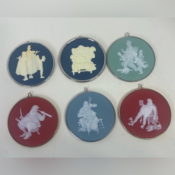 Vintage Norman Rockwell Cameo Hallmark Keepsake Ornament Set of 6 80's #2, #5-9 - Picture 2 of 12